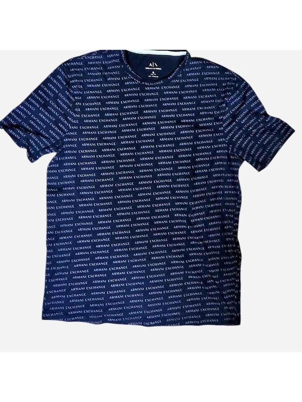 Armani Exchange Men's Navy and Blue Tshirt